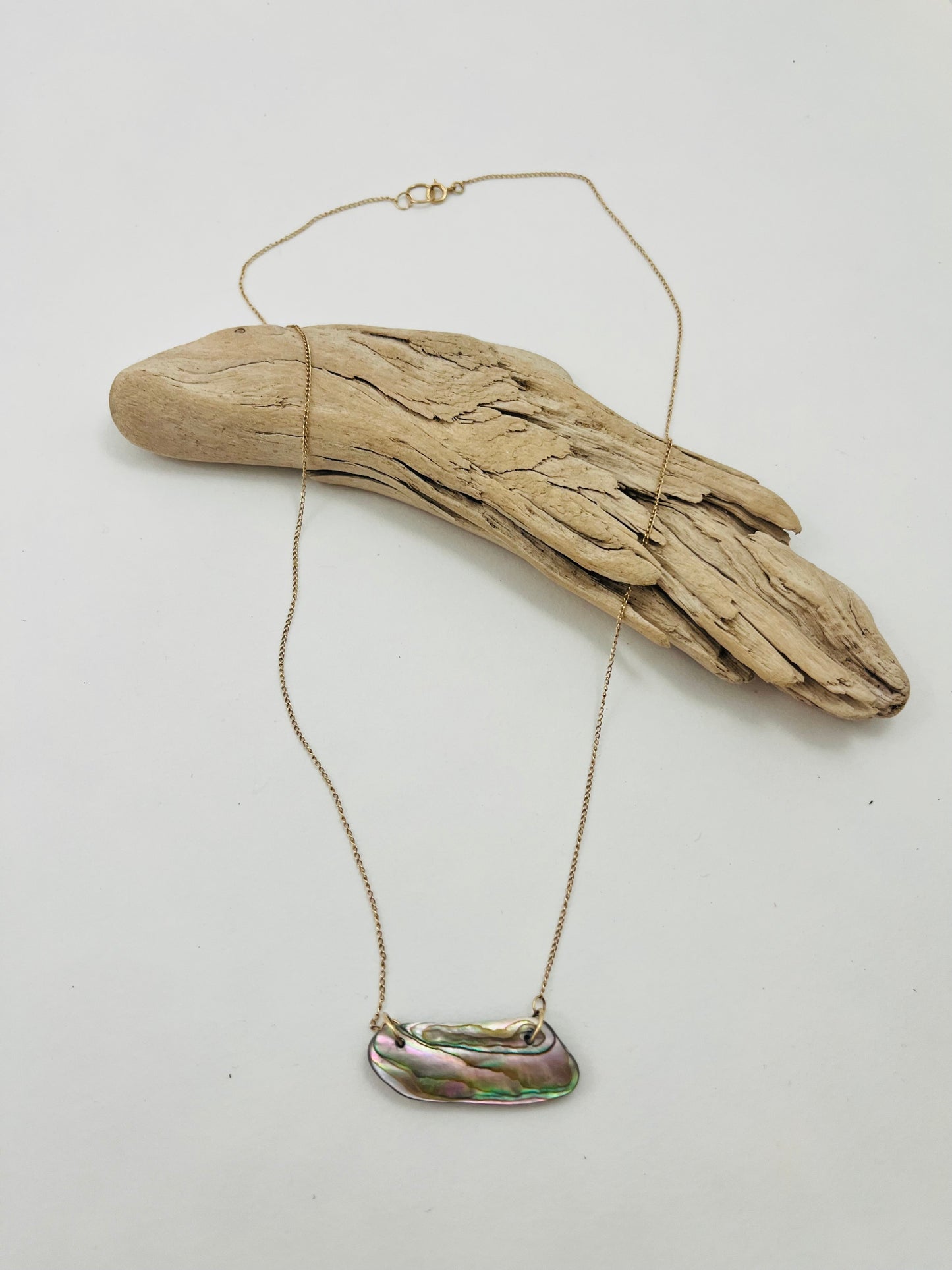 14k Abalone Bar Necklace