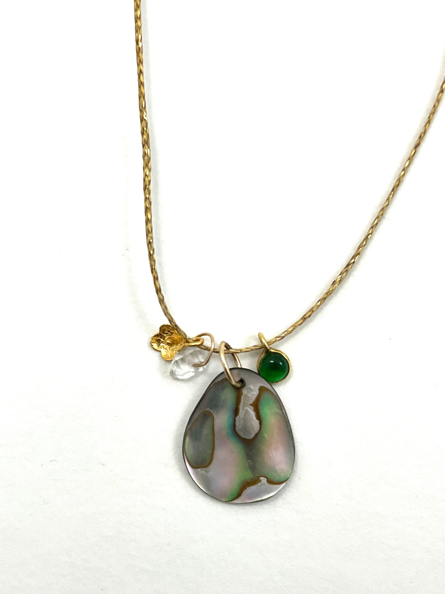Caroline 14k Abalone Charm Cord Necklace