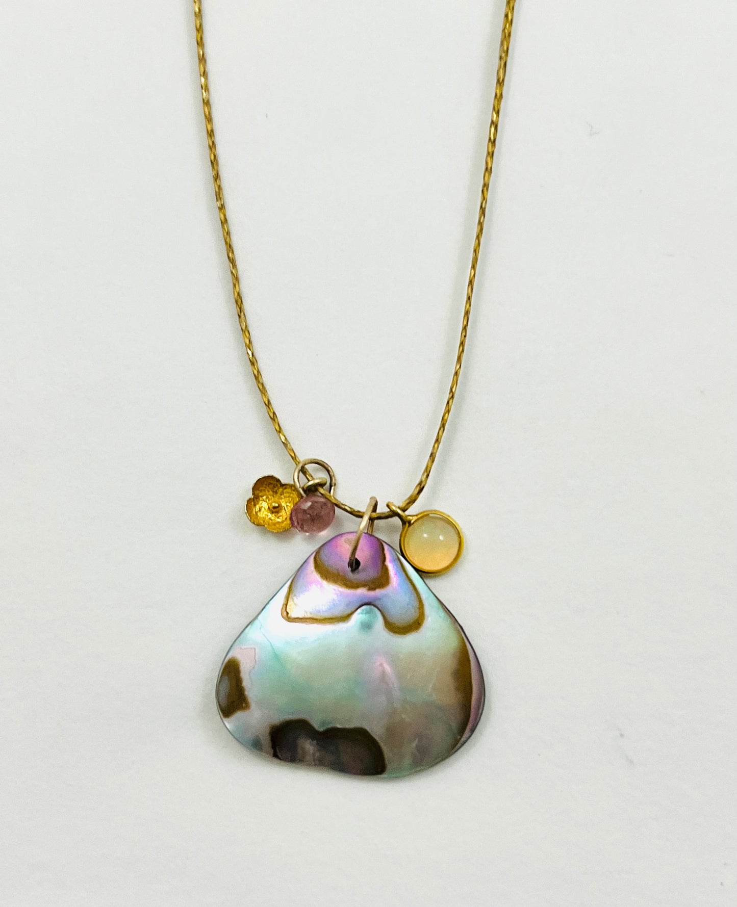 Caroline 14k Abalone Charm Cord Necklace