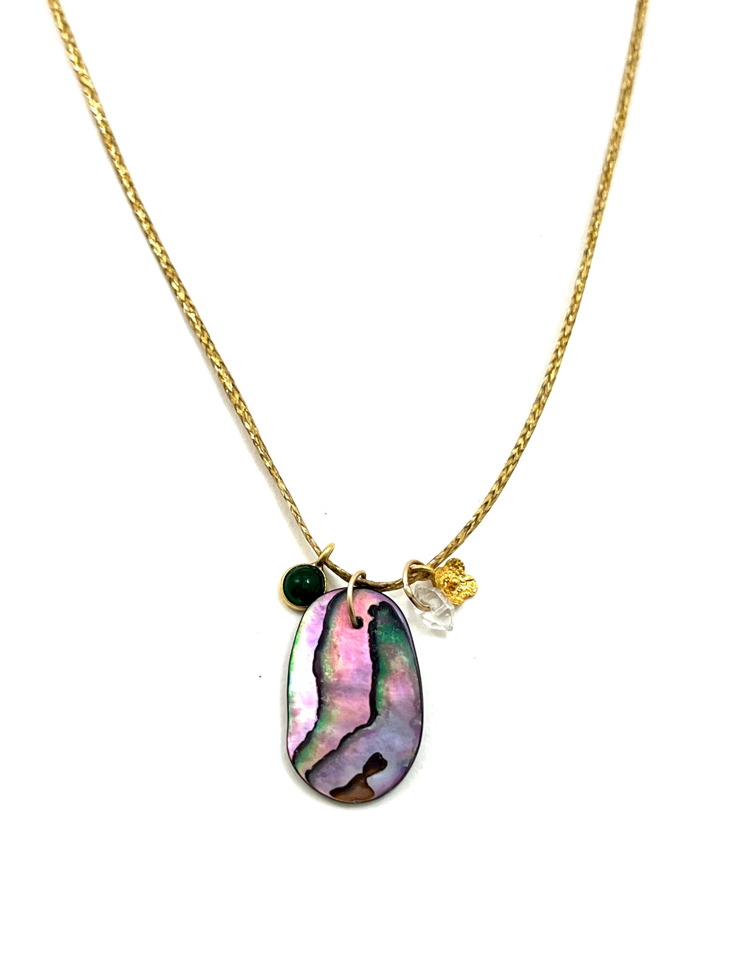 Caroline 14k Abalone Charm Cord Necklace