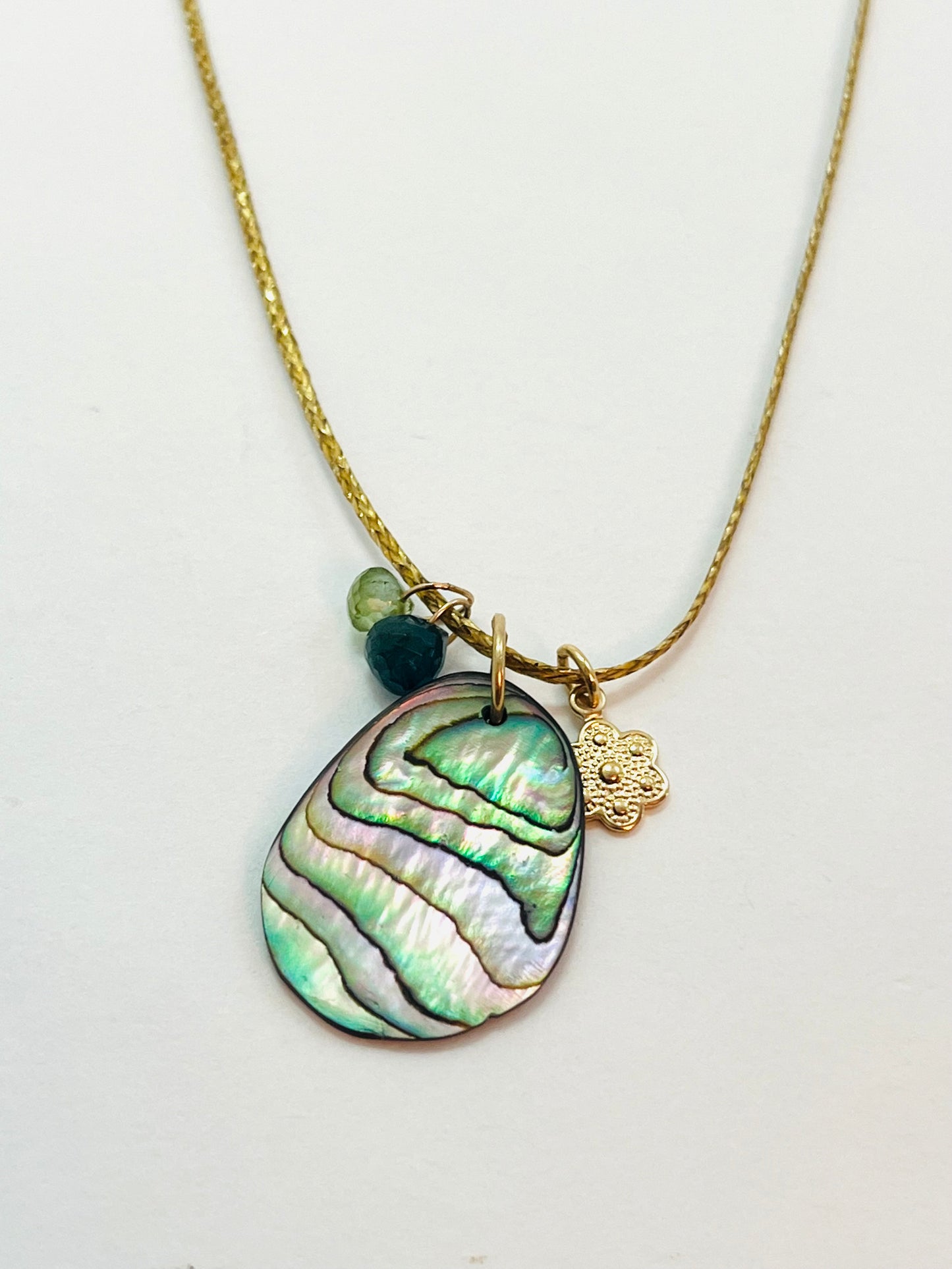 Caroline Gold Fill Abalone Charm Cord Necklace (SetB)