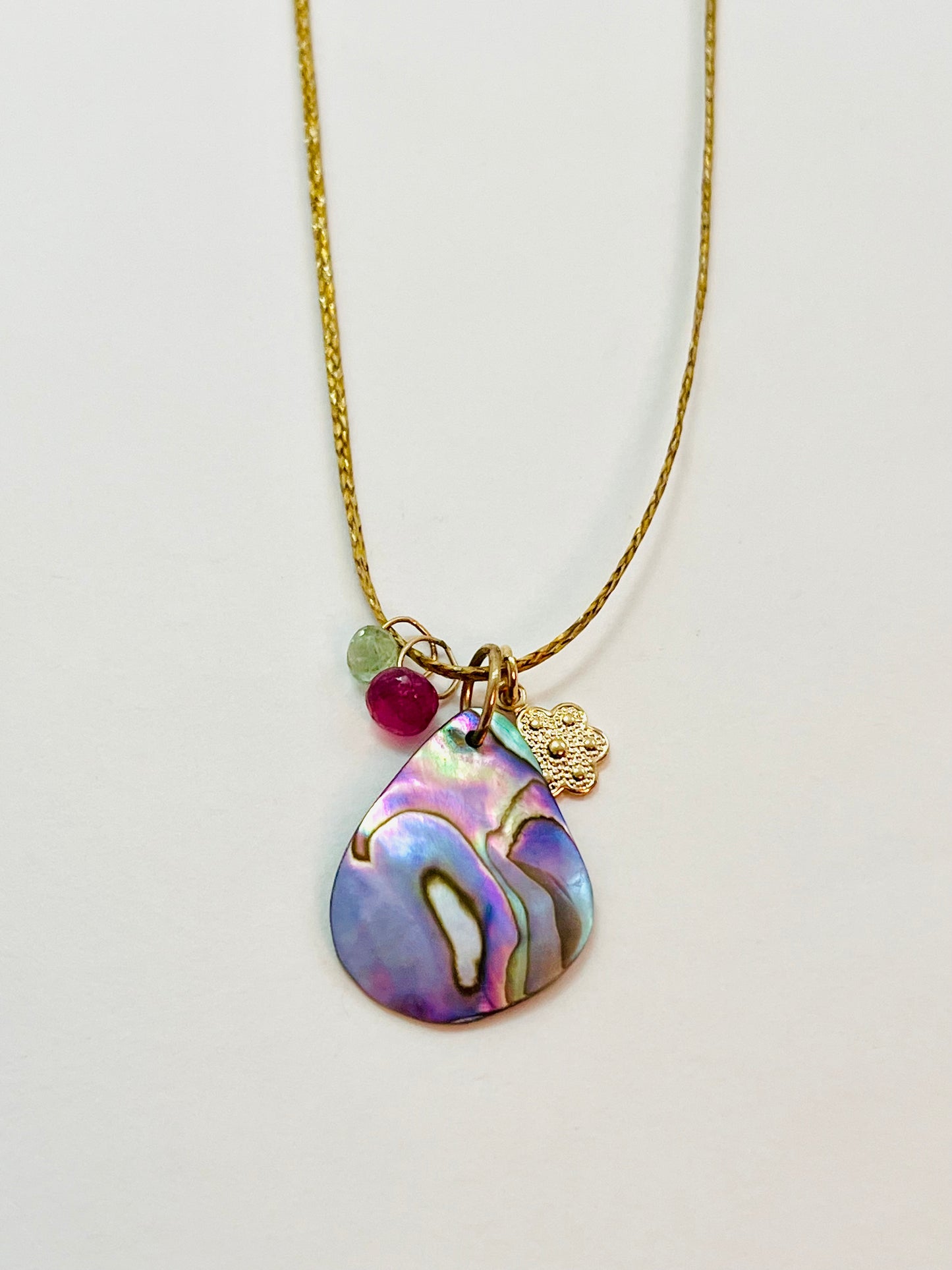 Caroline Gold Fill Abalone Charm Cord Necklace (SetB)