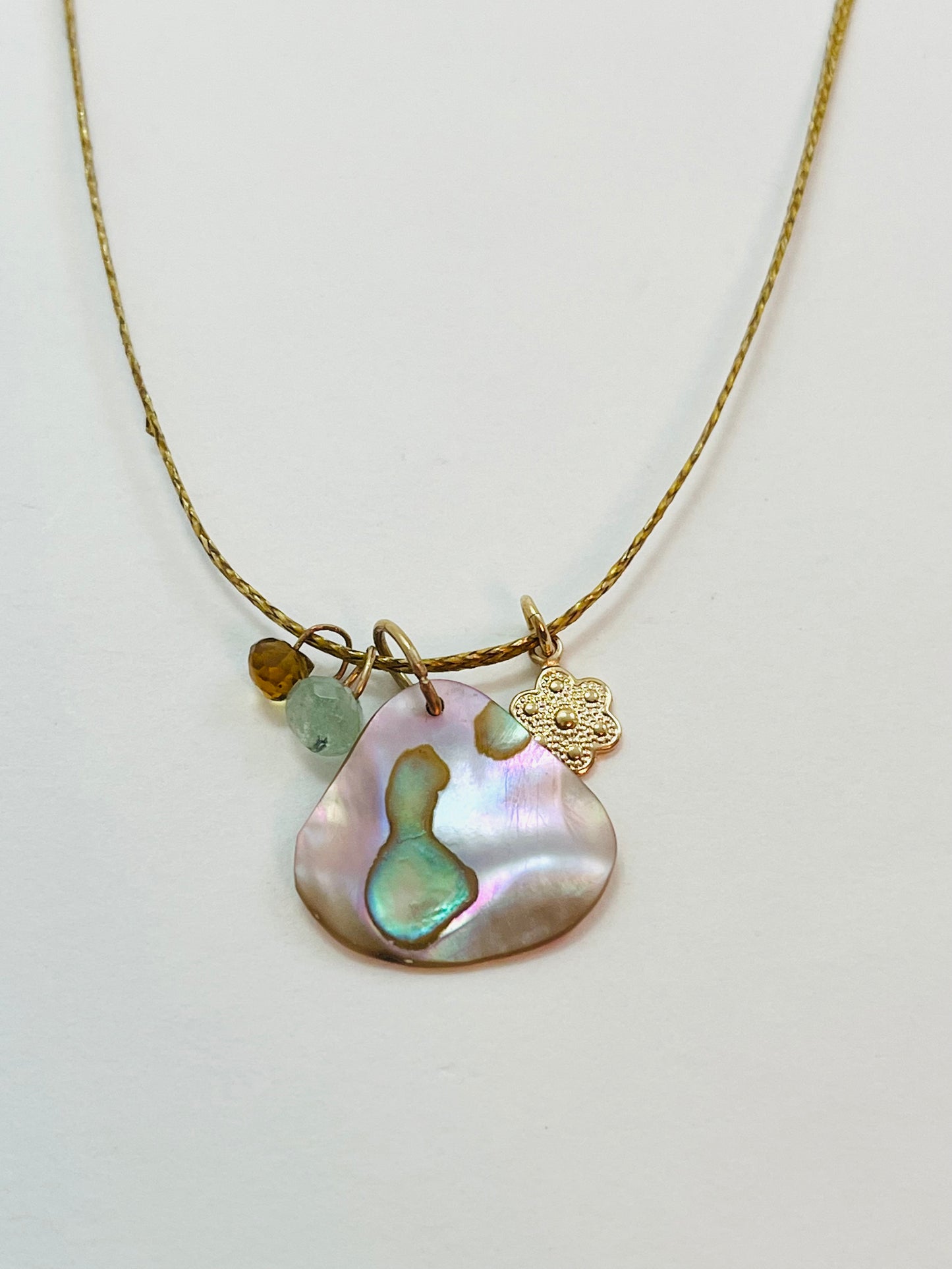 Caroline Gold Fill Abalone Charm Cord Necklace (SetB)