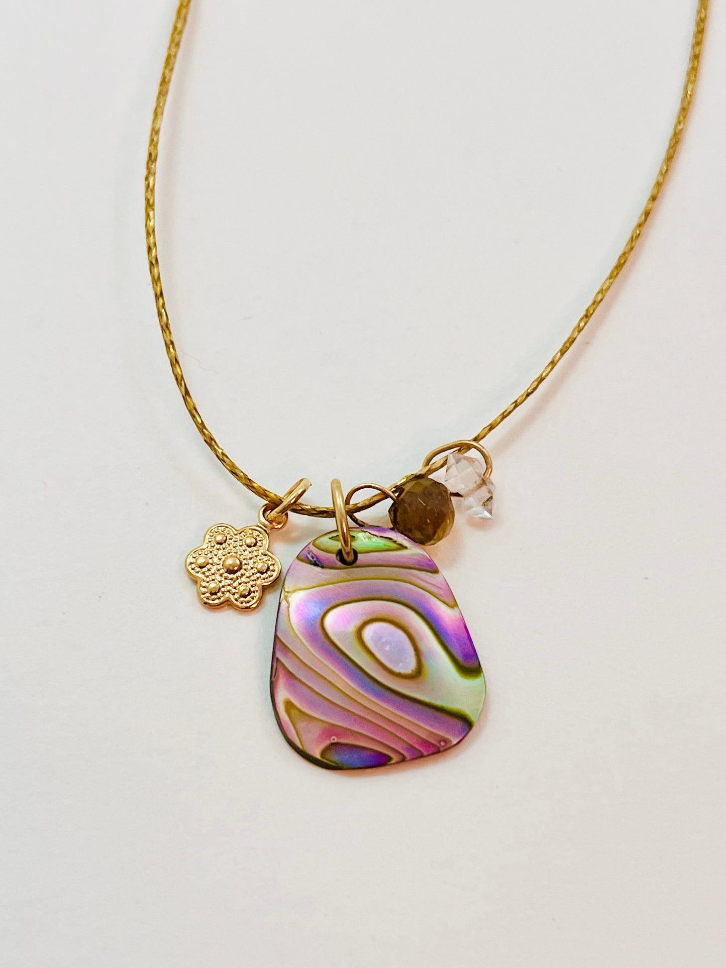 Caroline Gold Fill Abalone Charm Cord Necklace (SetB)