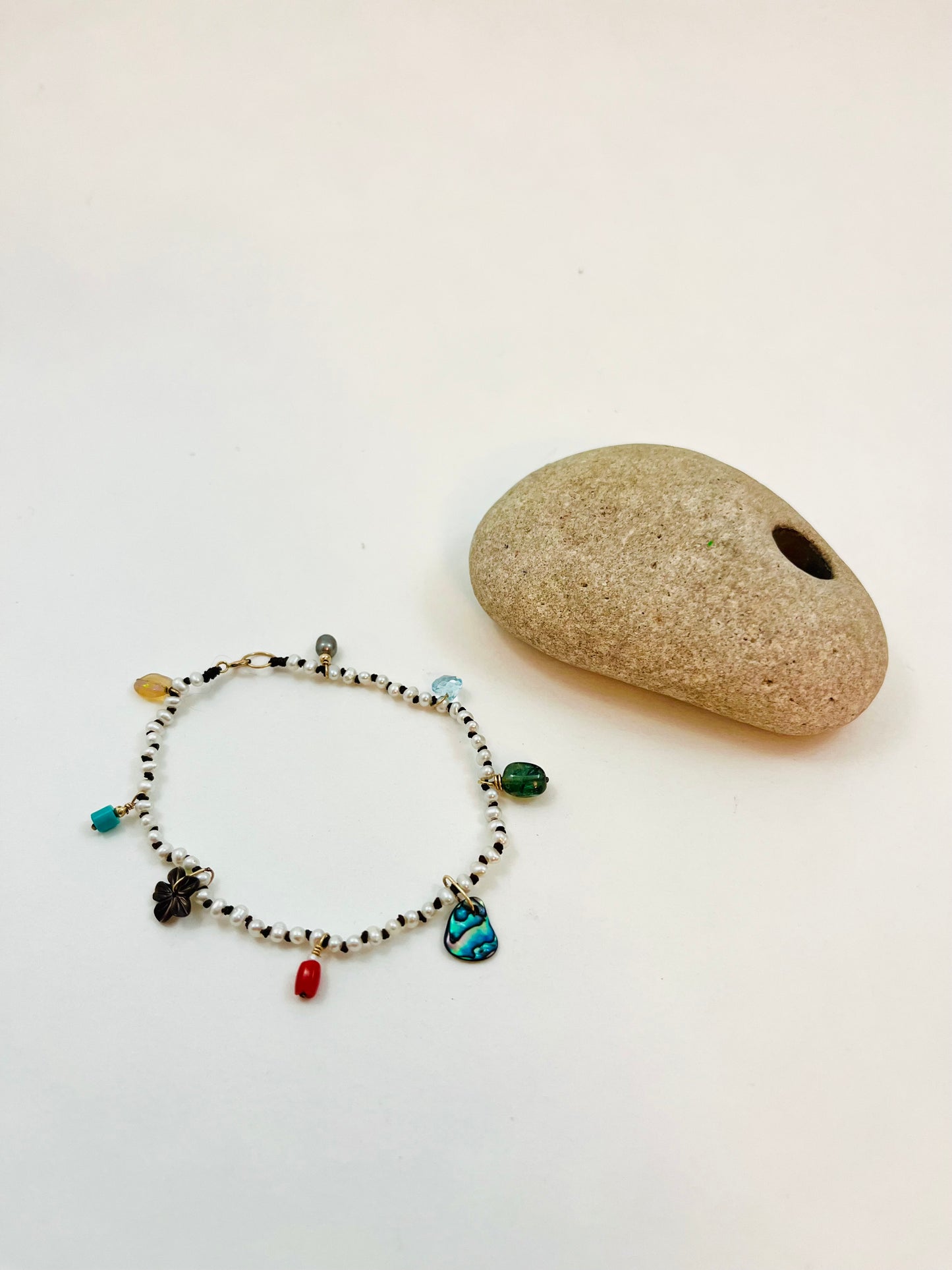 Shore Beaded Pearl Charm Bracelet