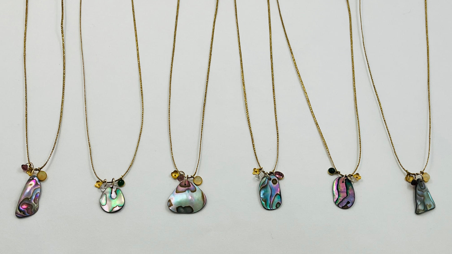 Caroline 14k Abalone Charm Cord Necklace