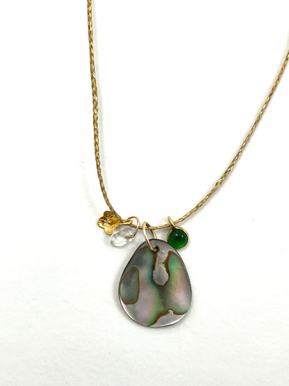 Caroline 14k Abalone Charm Cord Necklace