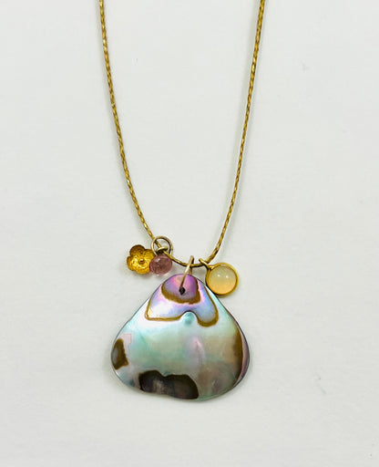 Caroline 14k Abalone Charm Cord Necklace
