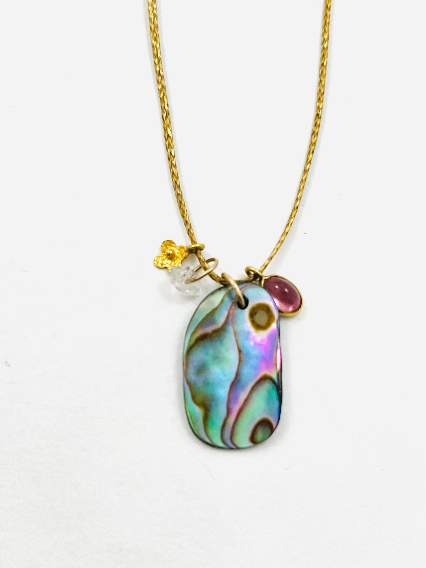 Caroline 14k Abalone Charm Cord Necklace