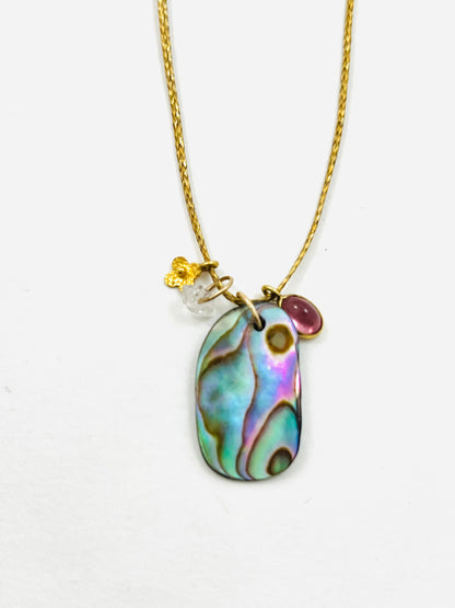 Caroline 14k Abalone Charm Cord Necklace