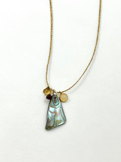 Caroline 14k Abalone Charm Cord Necklace
