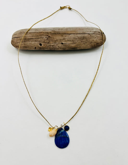 Vintage Lapis Charm Cord Necklace
