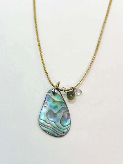 Caroline 14K gold Fill Abalone Charm Cord Necklace (Set A)