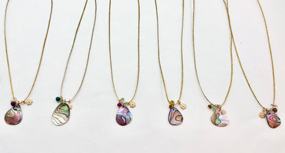 Caroline Gold Fill Abalone Charm Cord Necklace (SetB)