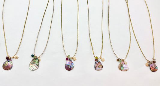 Caroline Gold Fill Abalone Charm Cord Necklace (SetB)
