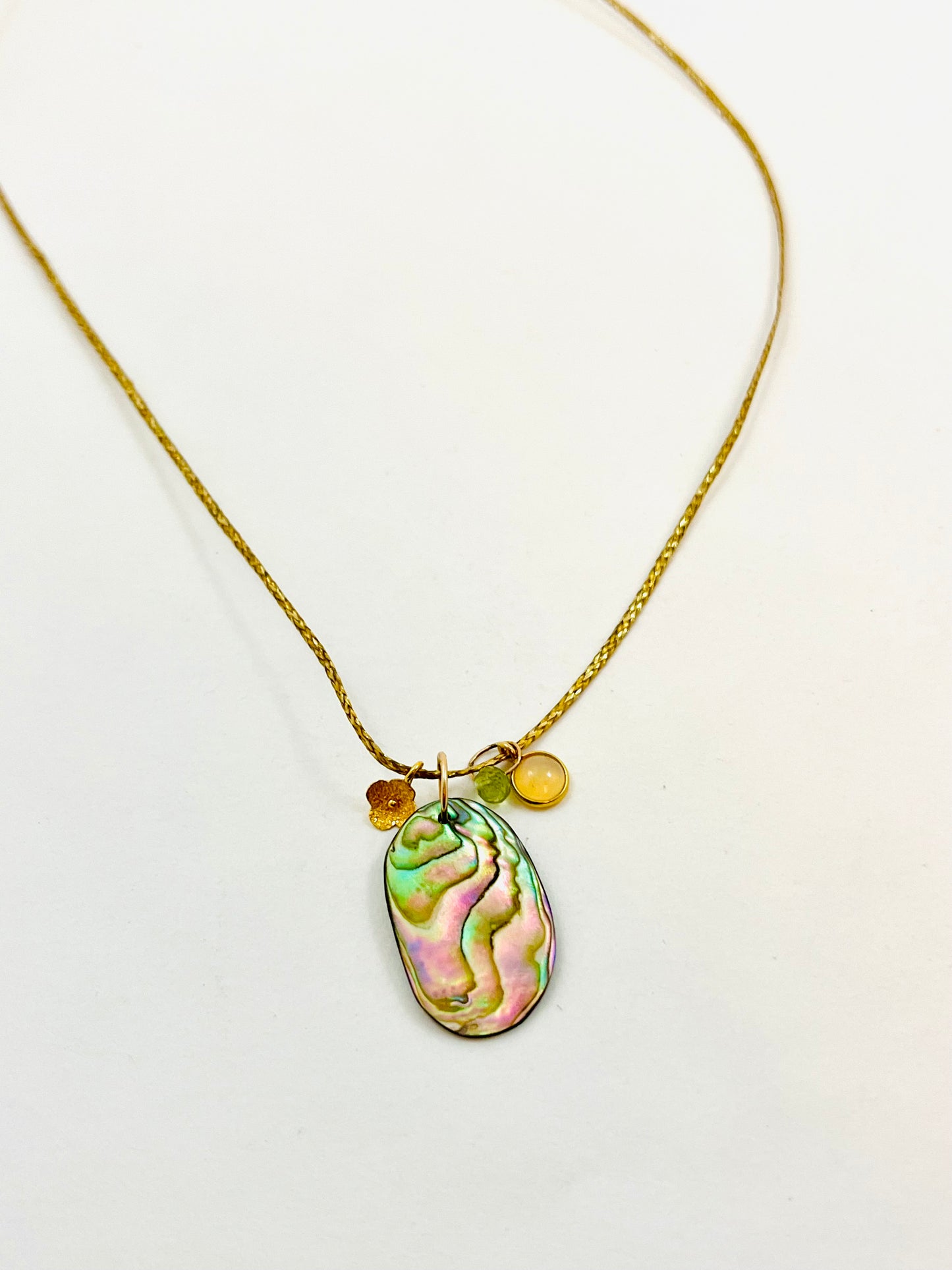 14k Caroline Coastal Necklace with Abalone, Opal and Peridot