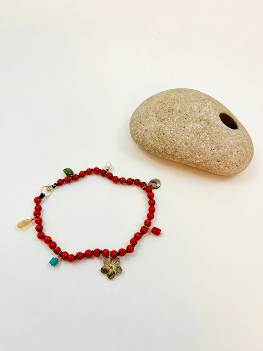 Shore Beaded Vintage Coral Charm Bracelet