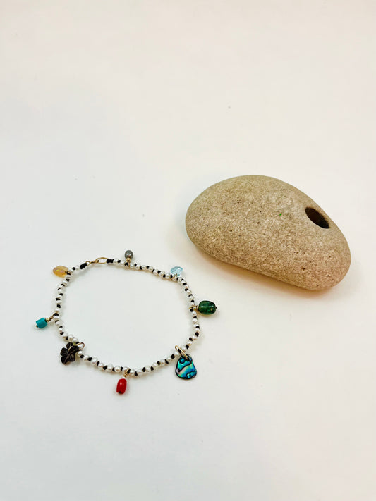 Shore Beaded Pearl Charm Bracelet